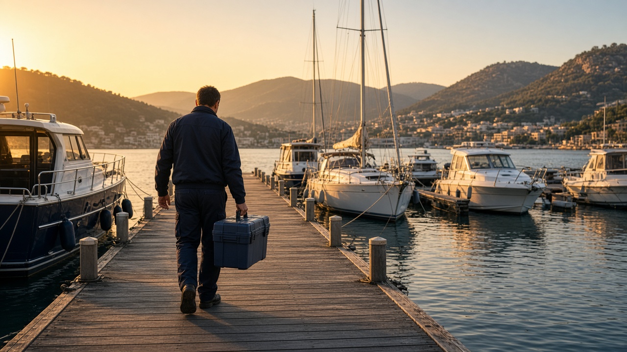 Intervention mécanique sur bateau dans un port des Alpes-Maritimes